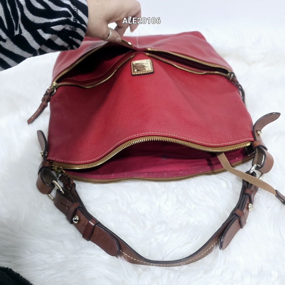 Dooney & Bourke Red Leather Tote / Shoulder Bag Zip Pocket - Picture 15 of 16